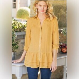 Soft Surroundings Arabitha Gauze Tunic Top Size PS